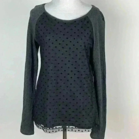 Ann Taylor loft top size S gray black lace overlay - Picture 8 of 8